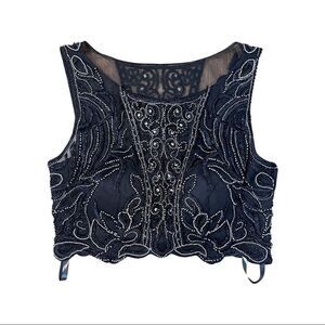 Terani couture size 6 black beaded crop top